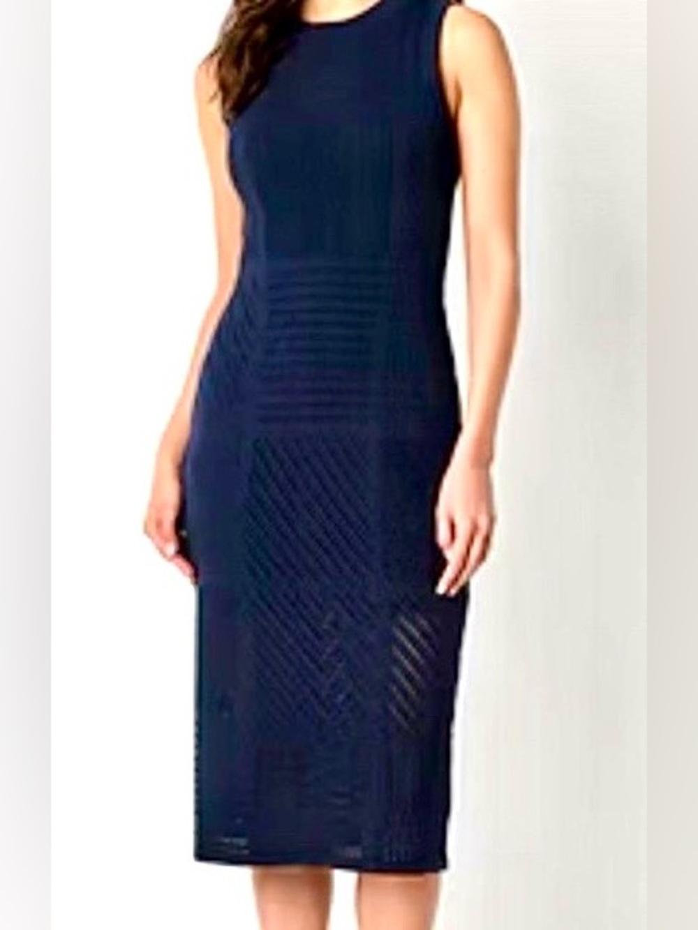 Worthington Navy Textured Knit Midi Dress